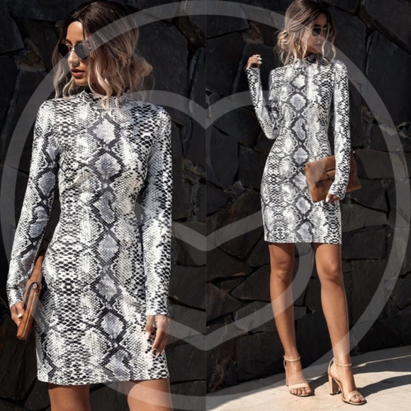 LEONA Snake Skin Print fitted dress - Picture 3 of 3